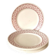 Lot de 5 assiettes à dessert Badonviller motif géométrique rouge et blanc