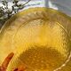 Round amber glass dish ATLANTIC Arcoroc France 1950