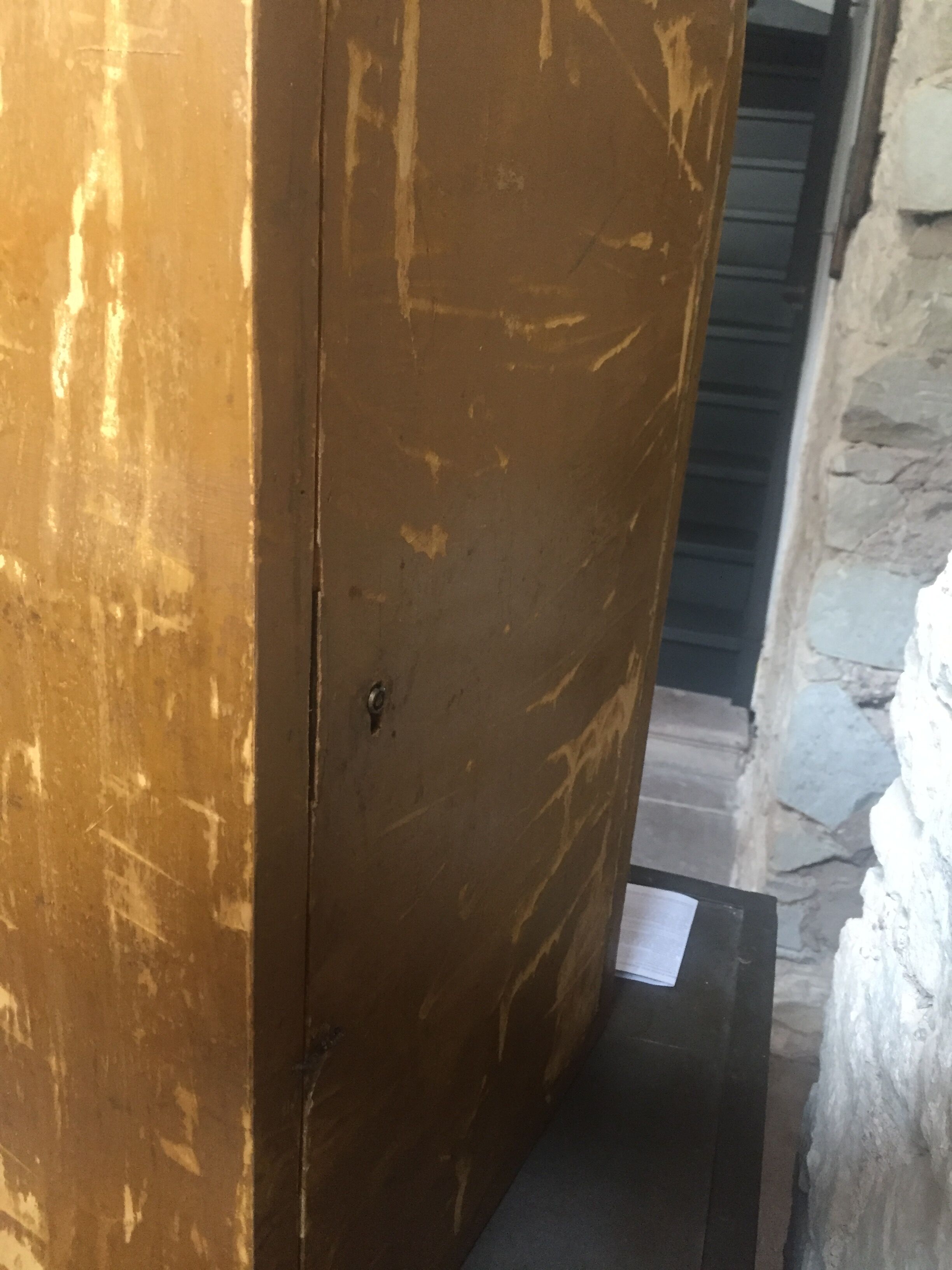 Old wood display and brass ornaments