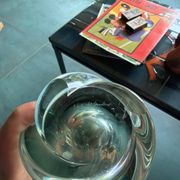 Transparent green crystal vase from Val Saint Lambert.