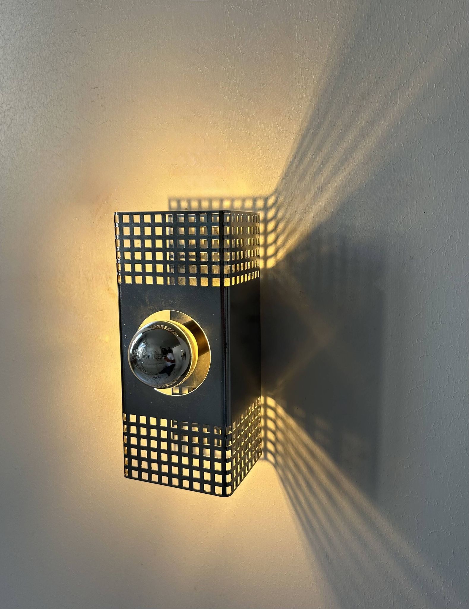 Pair of vintage wall lights, chrome-plated metal, France 1970.