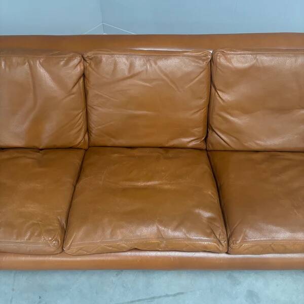 Cognac leather ESA lounge sofa, Denmark 1970s
