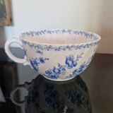 Large vintage porcelain Sarreguemines coffee and cocoa tea cup with flowers