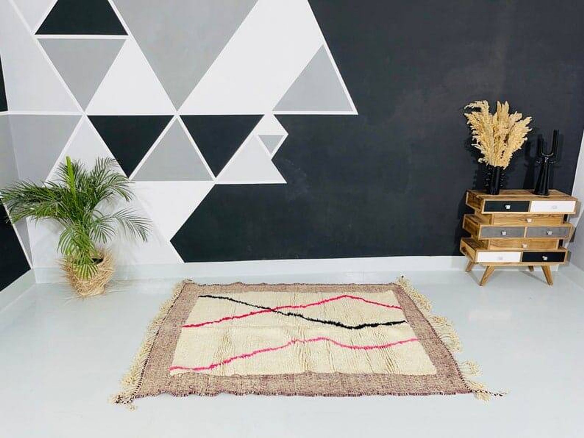 Tapis en laine pure naturelle fait main taille 140 x 260 cm