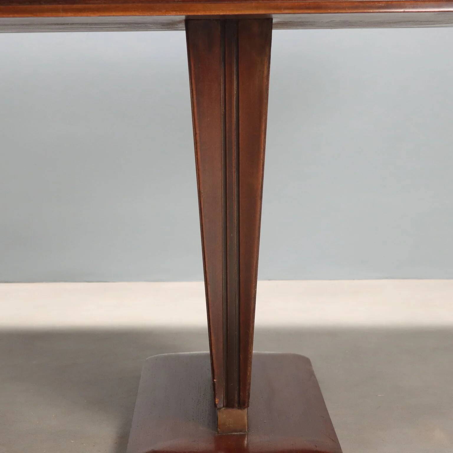 Large vintage wooden and brass table, design, Italy, 1940s-1950s