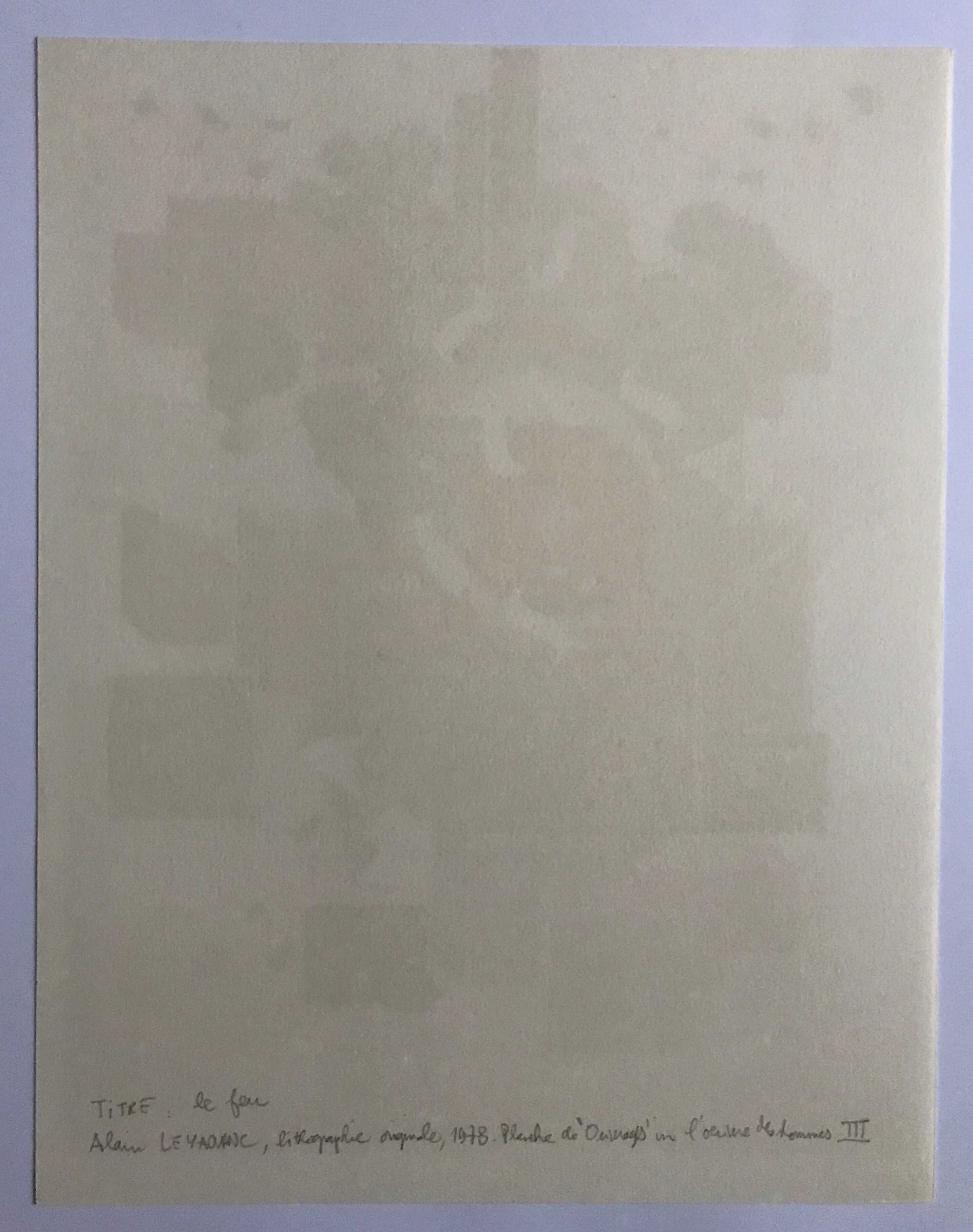 Lithograph by Alain Le Yaouanc, fire, 1978