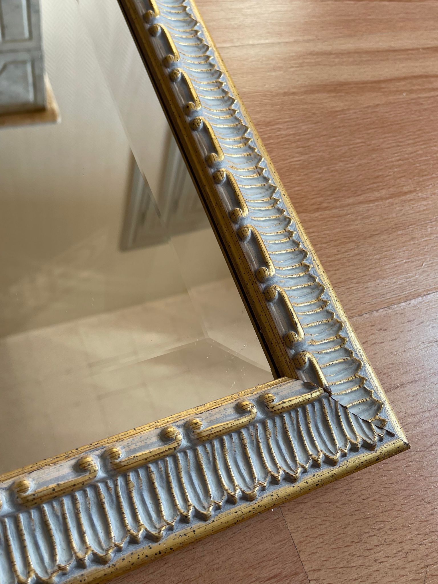 Mirror golden white frame