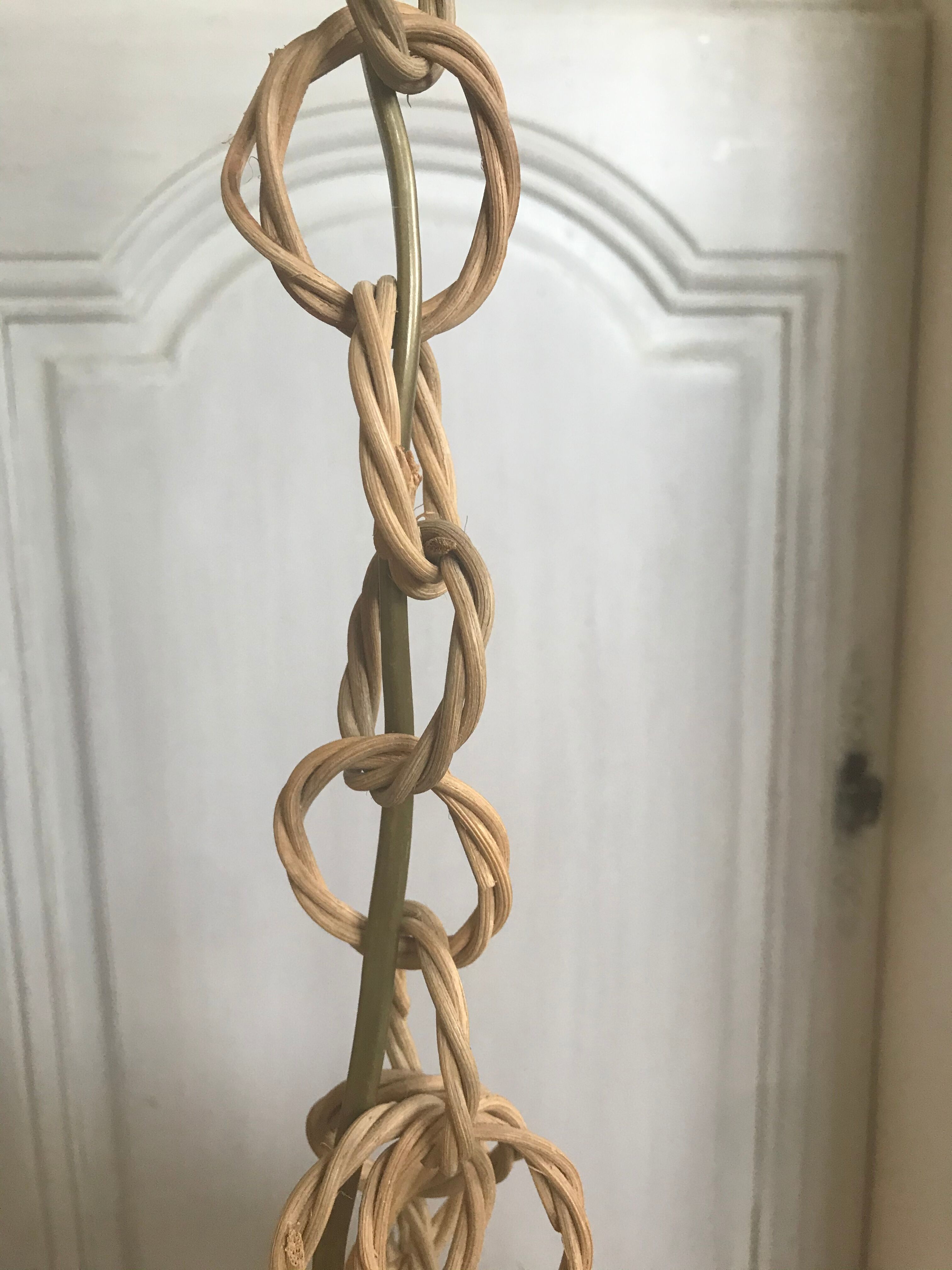 Vintage ball suspension rope and rattan