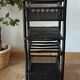Vintage 50's black lacquered bamboo trolley
