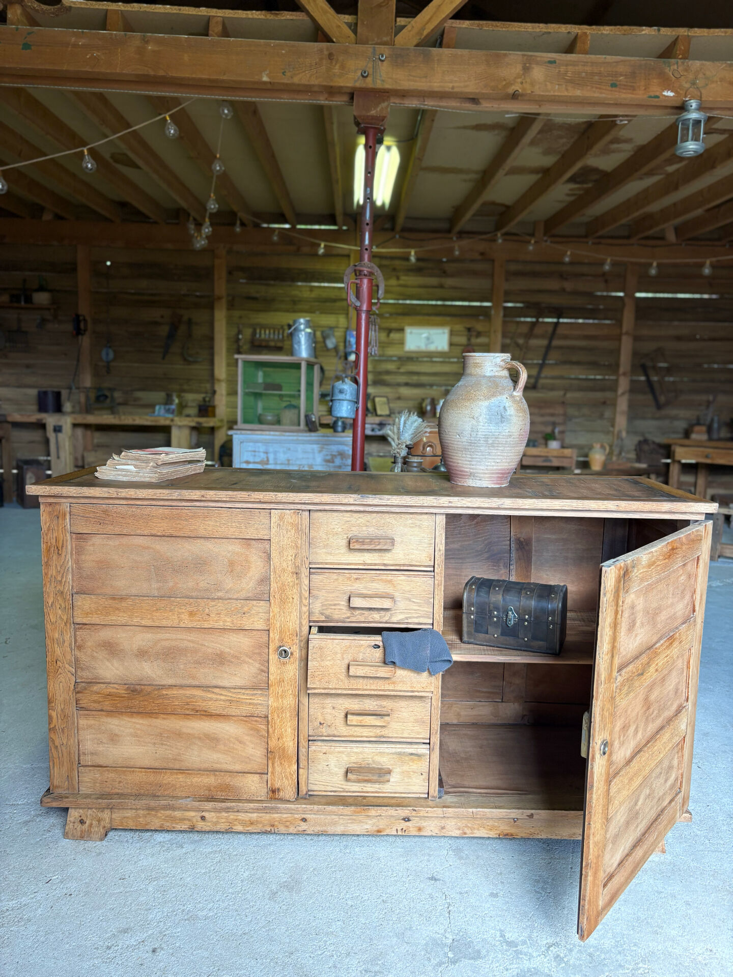 Renovated antique solid wood sideboard