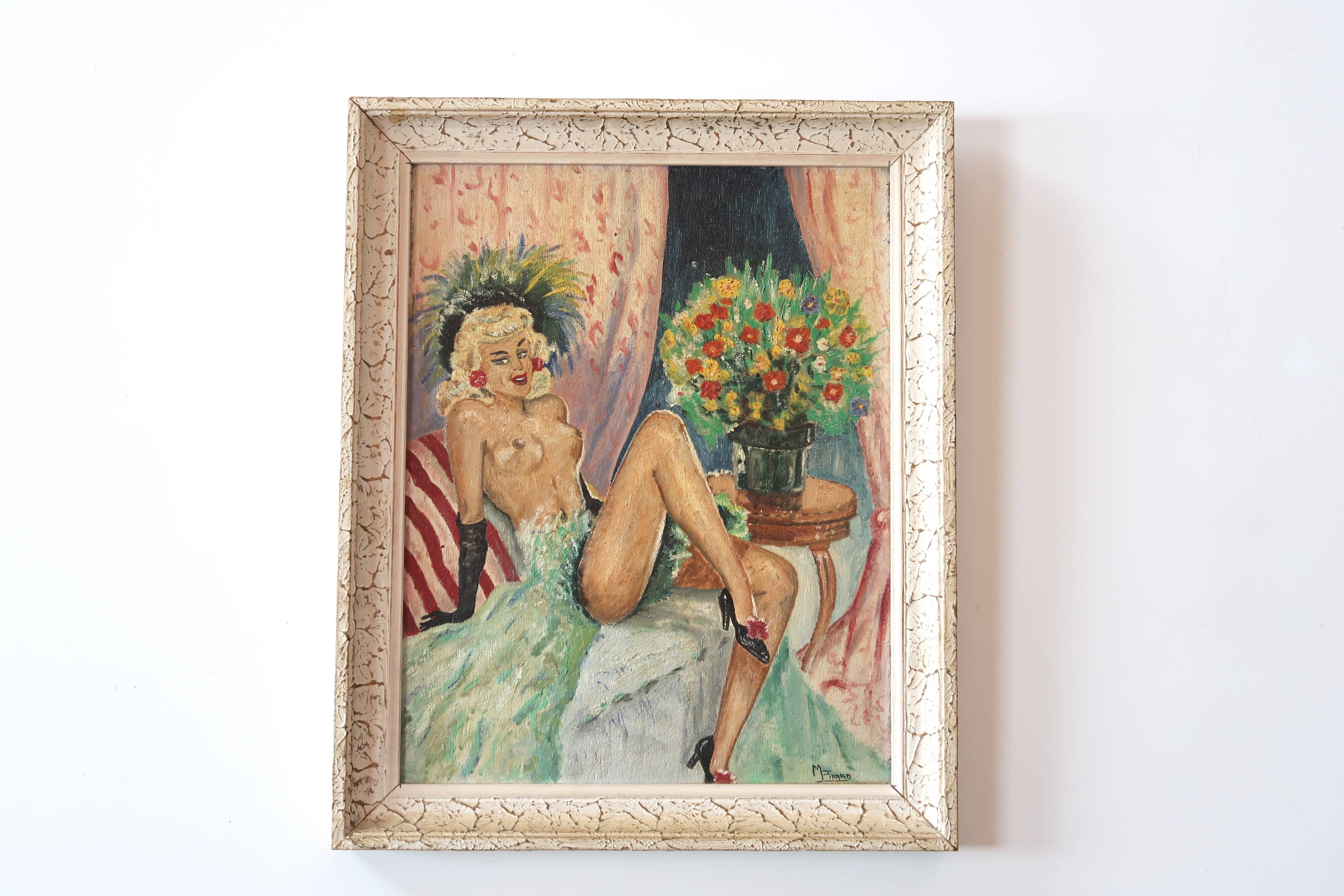 Tableau, peinture danseuse du Moulin Rouge, années 60