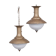Pair of brass and opaline large pendant lights