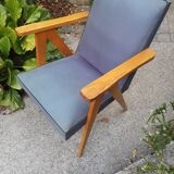 Pair of bridge armchairs with compass feet
