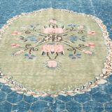 Tapis turc vintage fait main bleu et vert 7x10, 211x320 cm SK4996