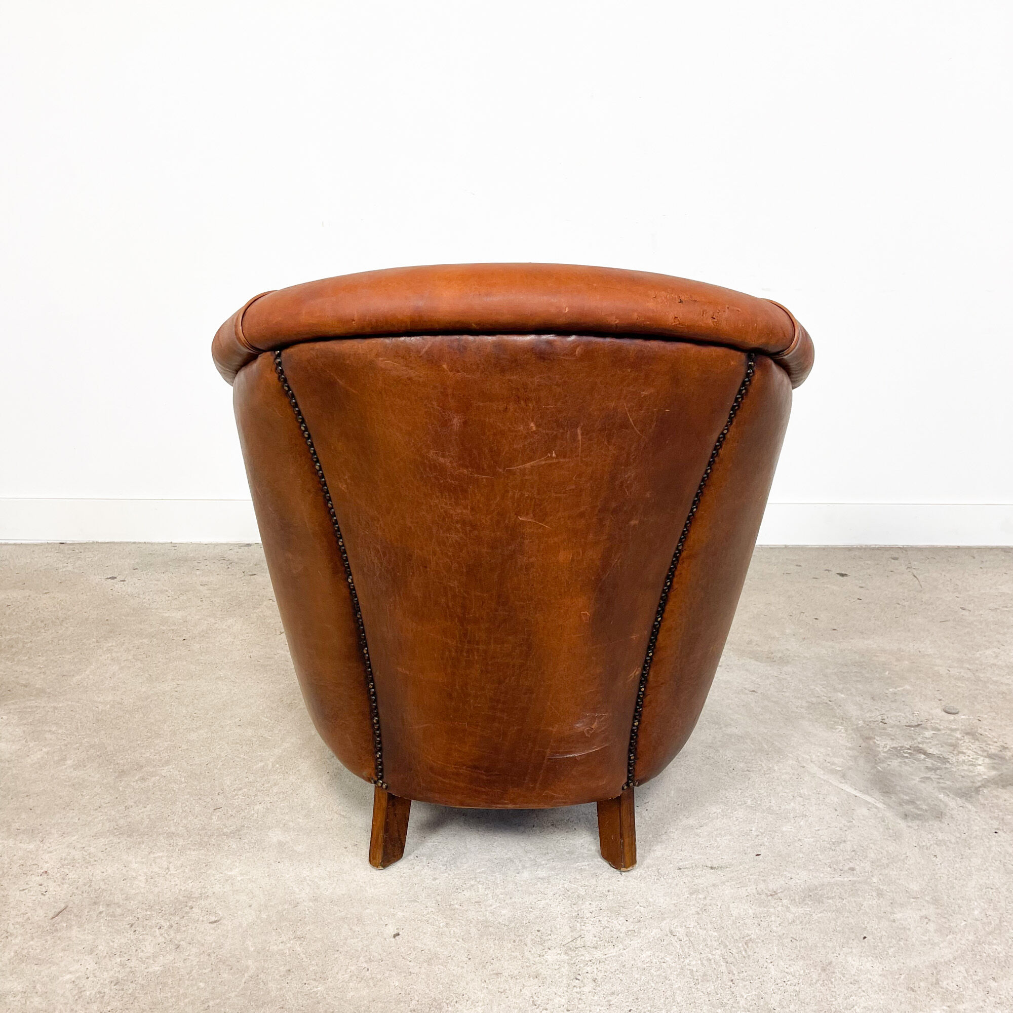 Vintage sheep leather club chair tub maastricht