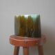 Vase céramique design contemporain fabrication artisanale motif organique tons verts kaki turquoise