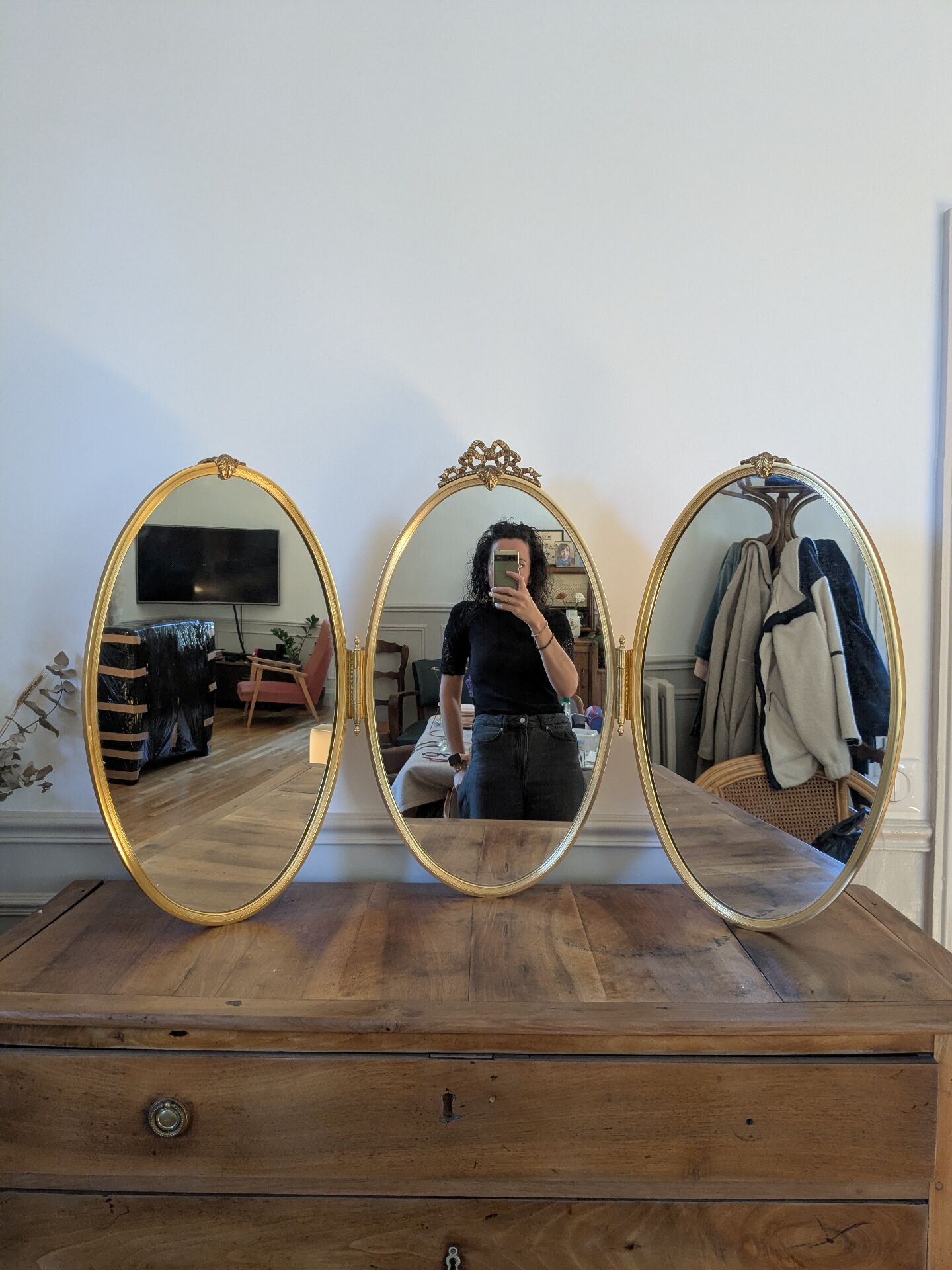 Louis XV style triptych mirror