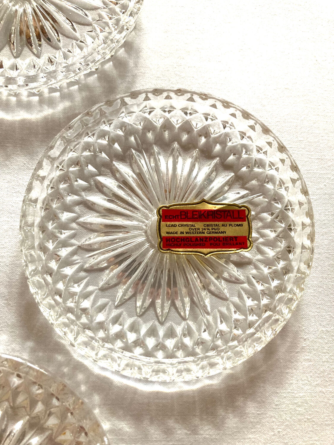6 Bleikristall crystal coasters with lead 24% PbO