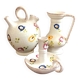 Carafe, gargoulette and candlestick artisanal pottery by Angèle de Poët-Laval