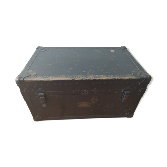 Ancient military trunk made of wood and metal