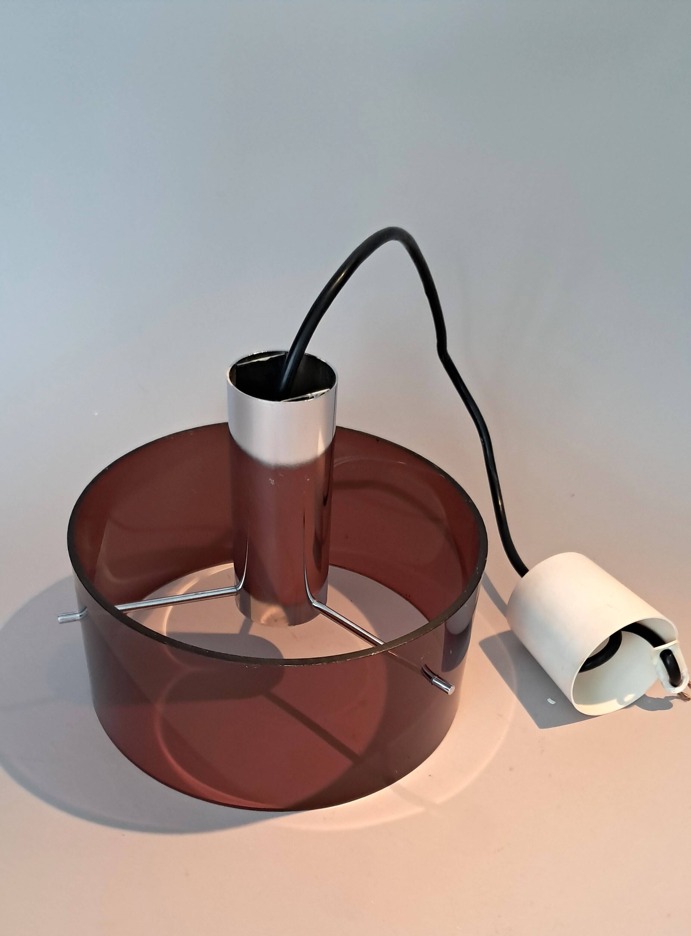 Oxar 1970 pendant light in smoked brown pvc.
