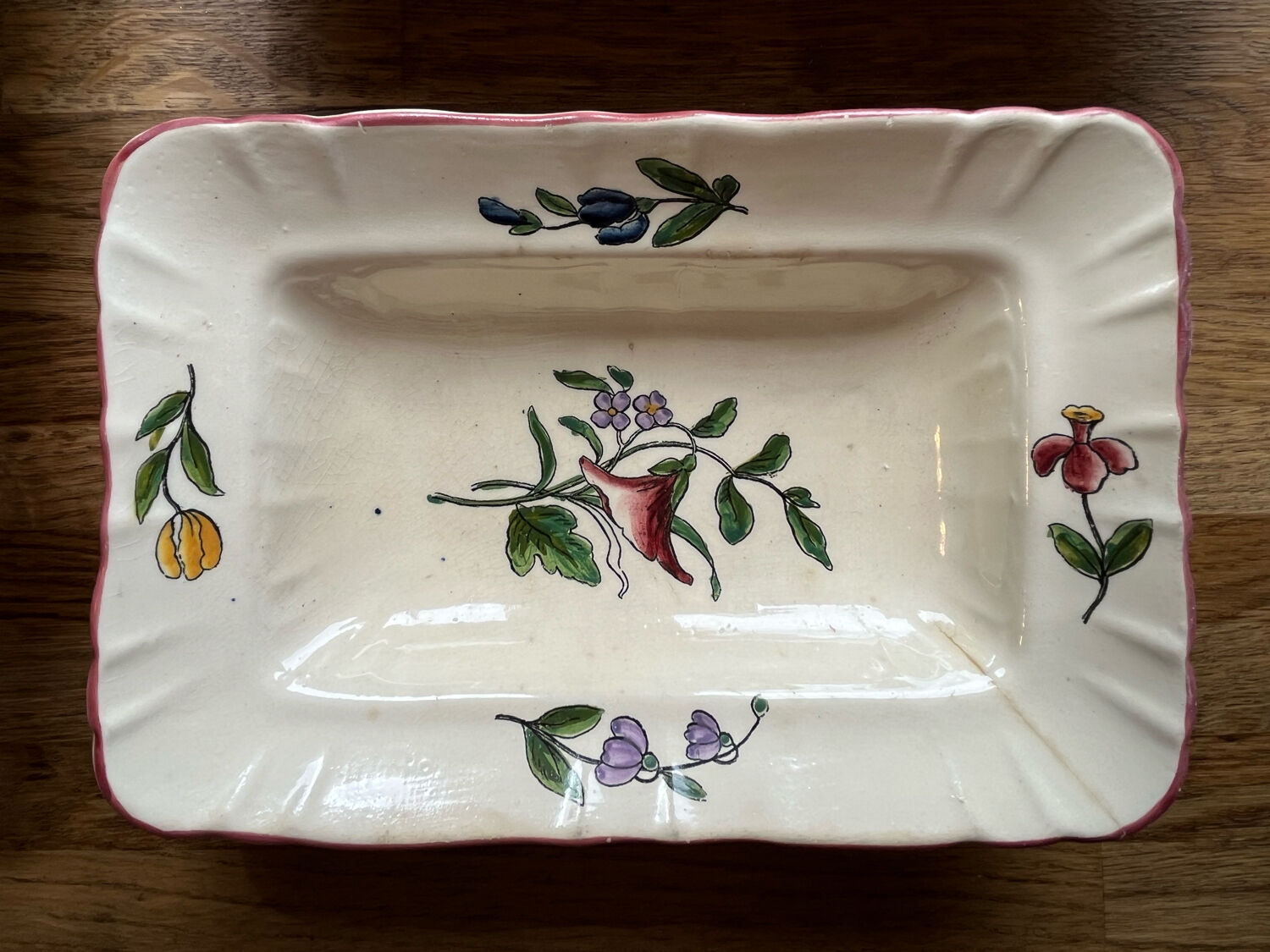 Old dishes in earthenware floral motif