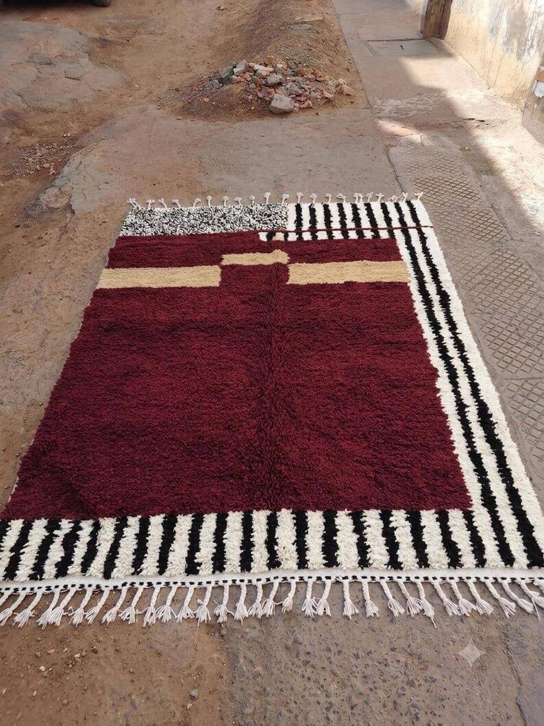 Traditional Moroccan handmade rug with colourful patterns, 2/3 m.