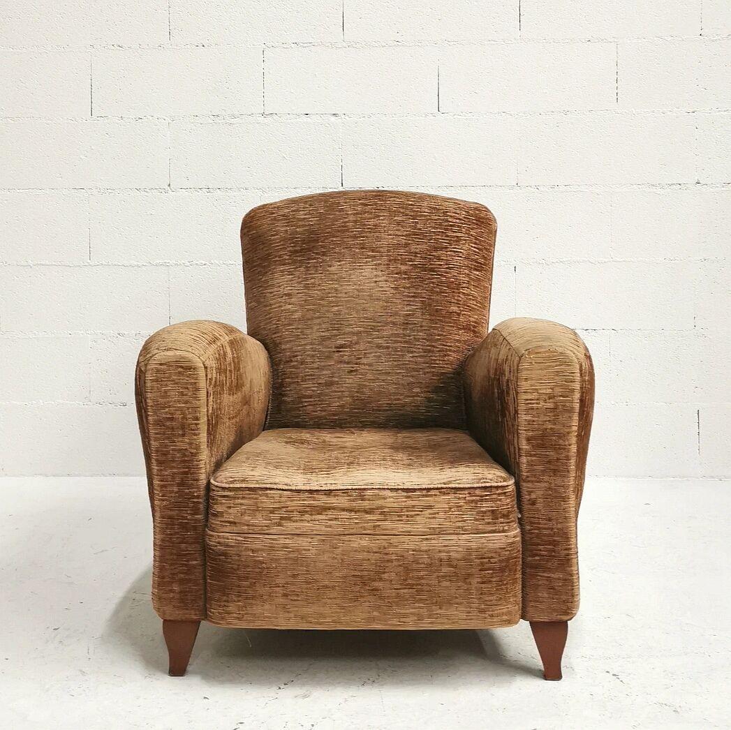 Velvet club armchair, 1950