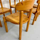 Set of 6 solid pine chairs, Scandinavian design, Reiner Daumiller