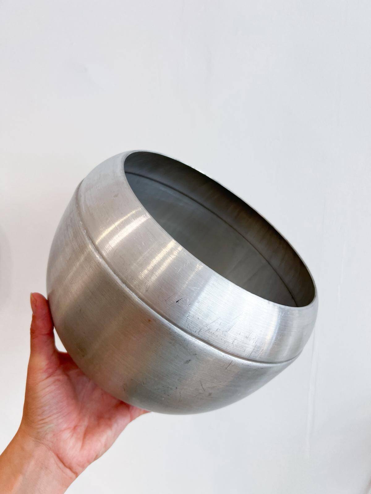 Vintage "apple" ice bucket - brushed metal Italy
