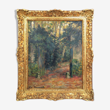 Oil on framed canvas by the painter Eugene Delaporte "Le Trianon à Versailles ", late 19th century
