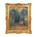 Oil on framed canvas by the painter Eugene Delaporte "Le Trianon à Versailles ", late 19th century