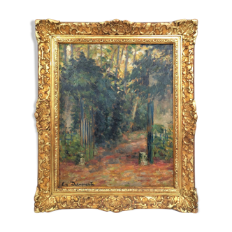 Oil on framed canvas by the painter Eugene Delaporte "Le Trianon à Versailles ", late 19th century