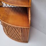 Vintage corner bookcase in bamboo and rattan 1960s