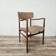 Fauteuil suédois en bois et tissu marron