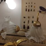 Duo of lampshade, art deco tulip globe