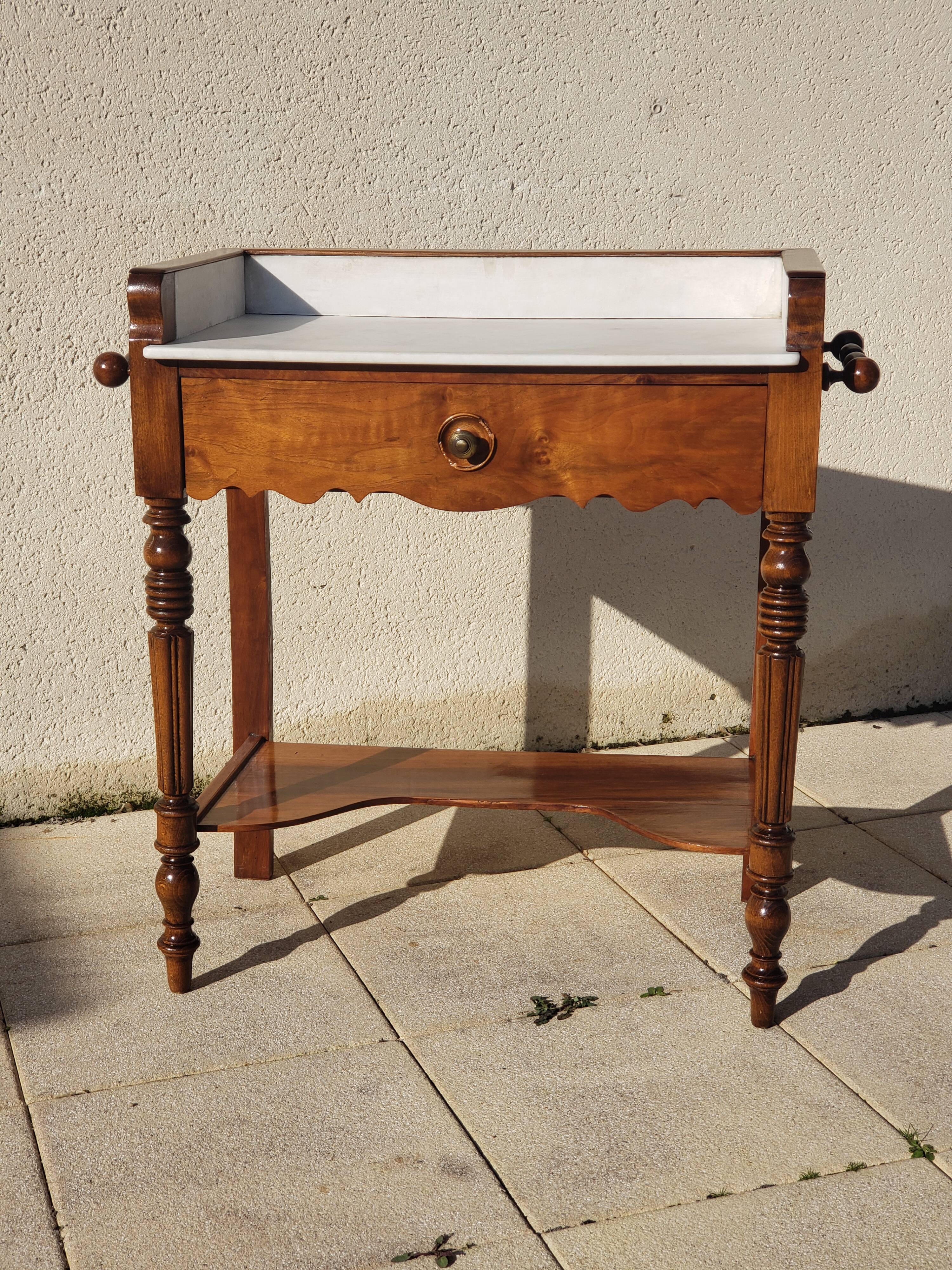 Vintage console hairdresser in walnut, Art Deco Louis Philippe style.