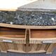 Renovated vintage art deco Parisian sideboard in solid wood and marble 152cm