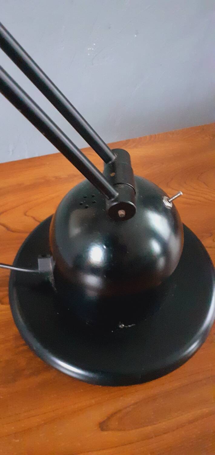 Lampe de bureau à balancier en métal noir, Italie années 1980