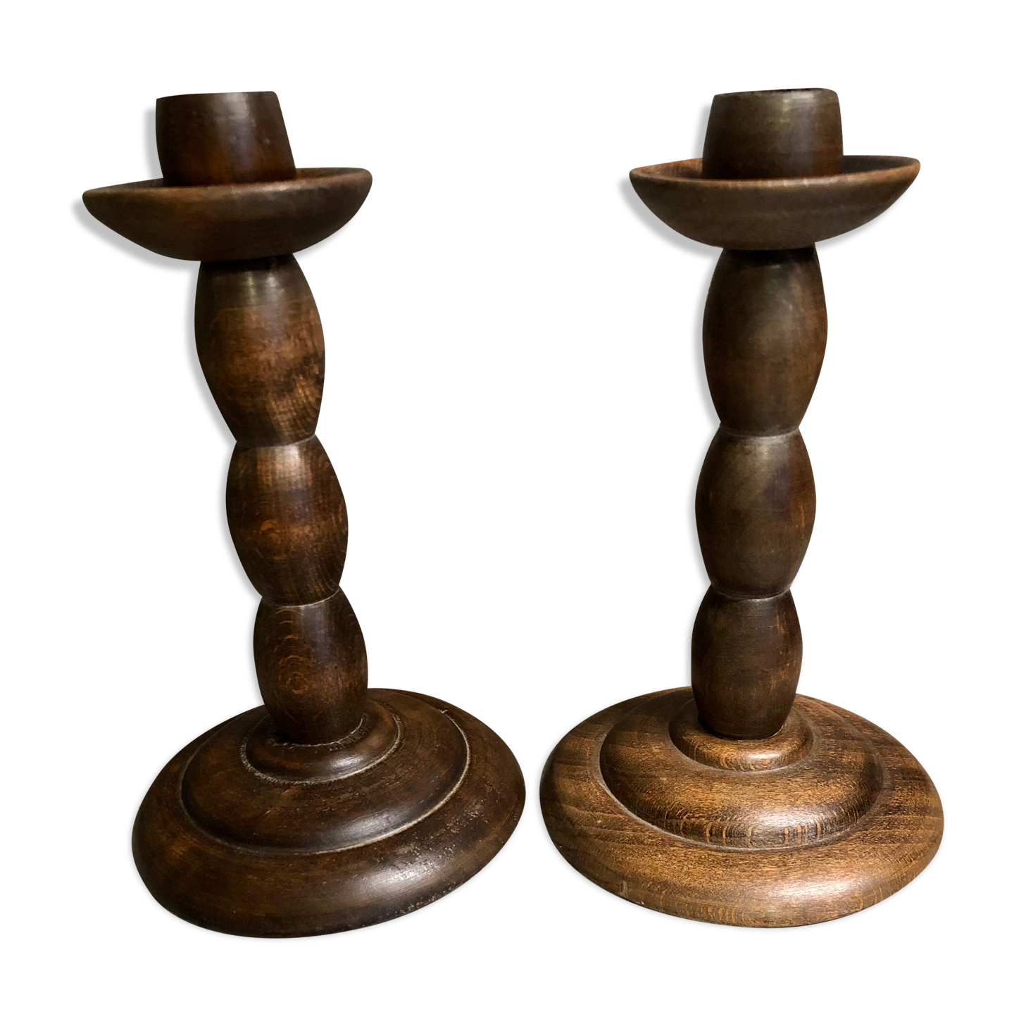 Vintage wood candle holders