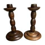 Vintage wood candle holders