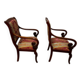 Paire de fauteuils à crosses Style Empire XIXe siècle
