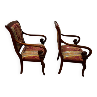 Pair of cross-back armchairs, Empire style, 19th century.