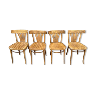 Suite of 4 chairs bistrot wood curved