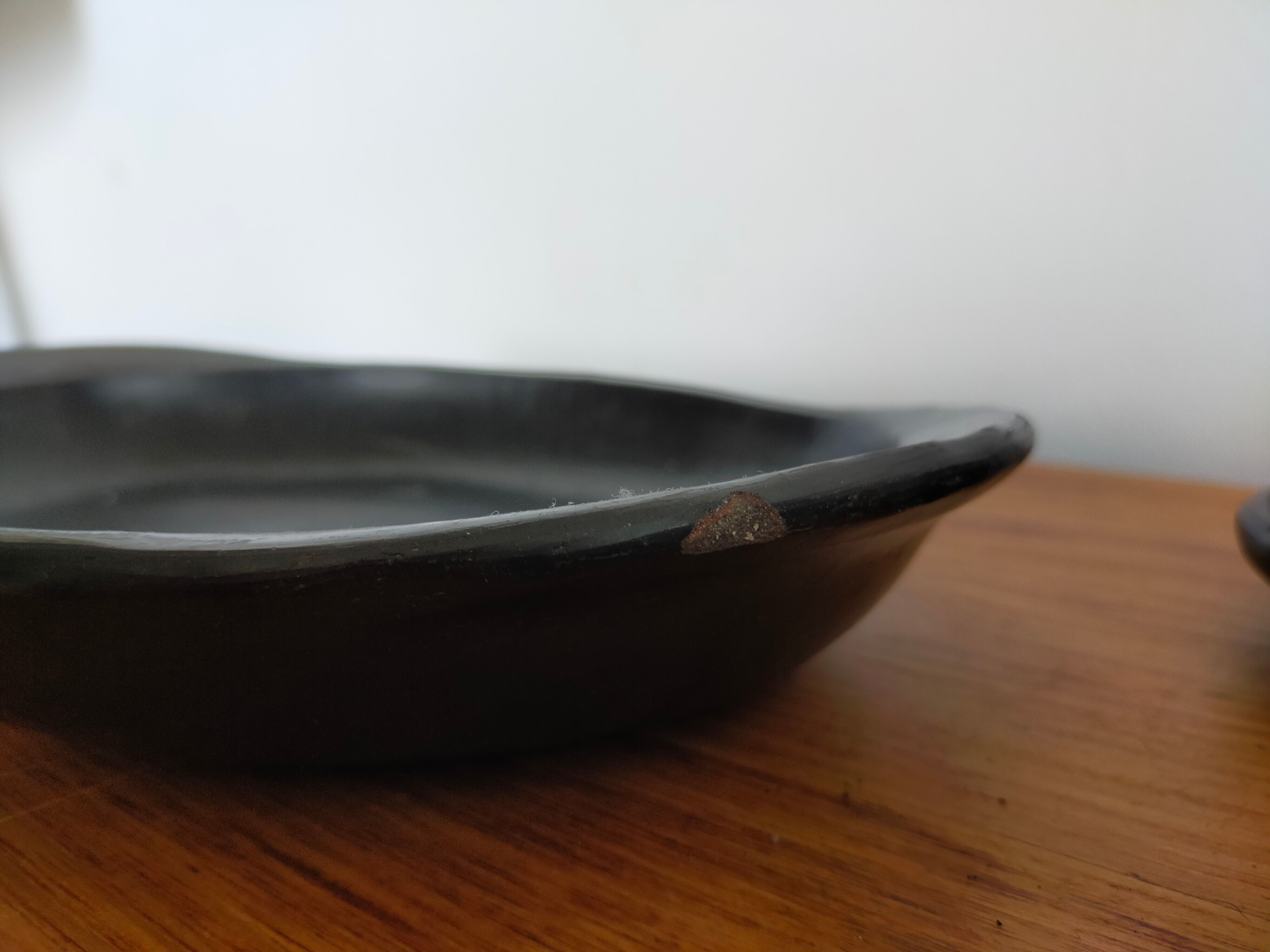 Terracotta service painted in black saucer cups and top