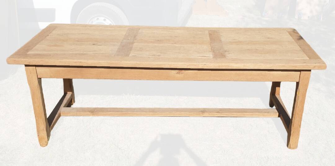 Natural wood farmhouse table