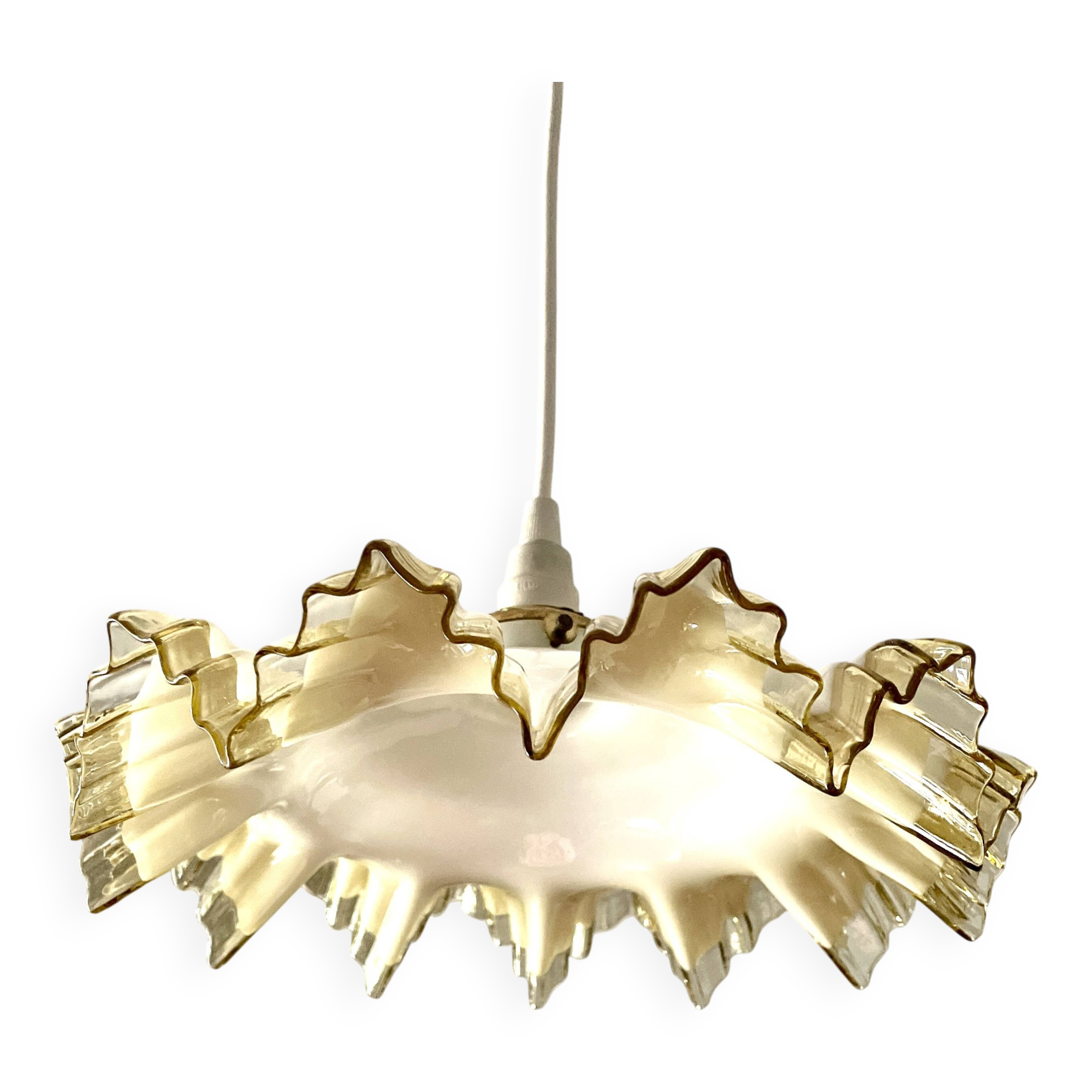 White beige glass draped suspension