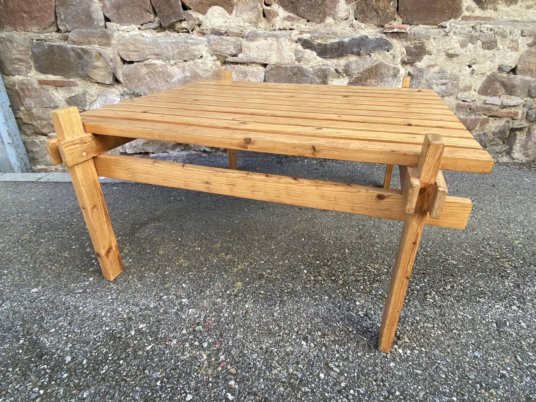 Table basse style scandinave Pin vintage 1970 déco bohème