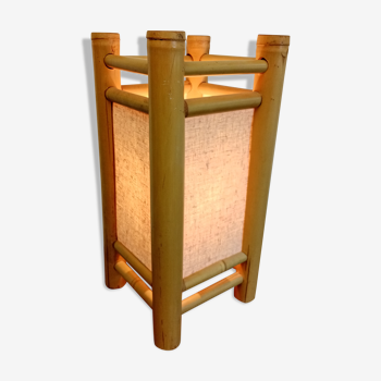 Lampe bambou et tissu années 70