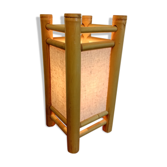 Bamboo and fabric lamp 70s
